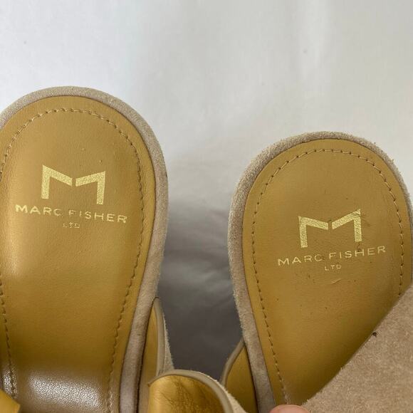 Marc Fisher Bianka Taupe Suede Platform Wedges Size 8 - Picture 11 of 13